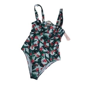 Victoria's Secret Floral Tropical One-Piece Swimsuit - Green, Red, White
